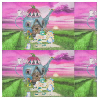 Alice im Wunderland zum Teekessel Hintergrund Stoff