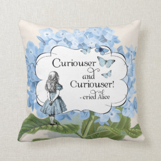 Alice im Wunderlandneugierigeres Hydrangea-Kissen Kissen