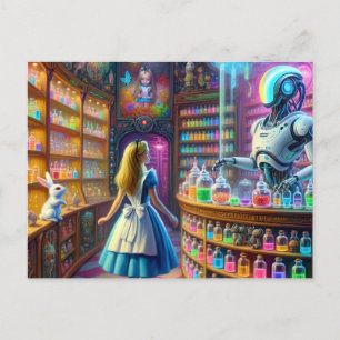 Alice in der Fantasty Robotic Apothekary Postkarte