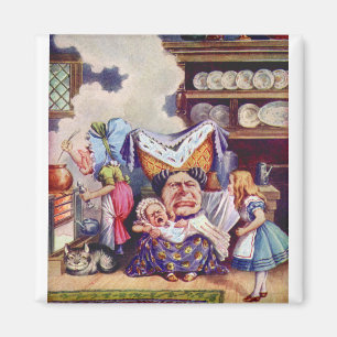 Alice in der Küche mit der Herzogin und dem Schwei Magnet