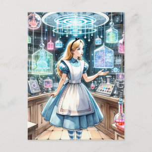 Alice in der Steampunk-Apotheke Postkarte