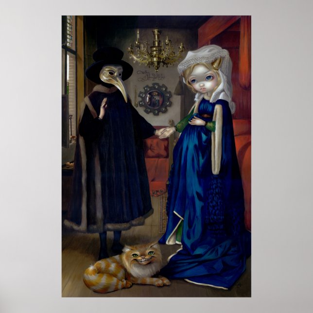 Alice in einem Van Eyck Portrait ART PRINT Wunderl Poster (Vorne)