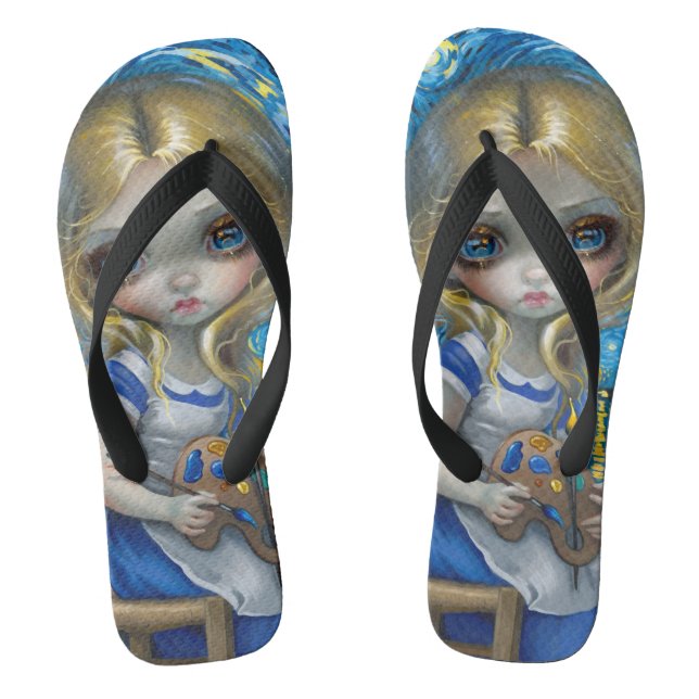 "Alice in einem Van Gogh Nocturne" Flip Flops (Fußbett)