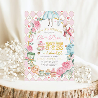 Alice in ONEderland 1. Geburtstag Mad Tea Party Einladung