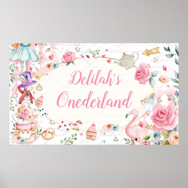 Alice in Onederland 1. Geburtstag Tea Party Banner Poster (Vorne)