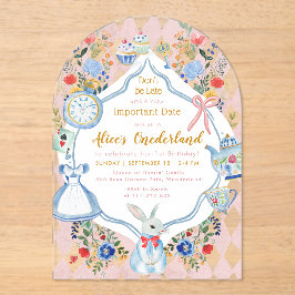 Alice in ONEderland 1st Birthday Whimsical Acryleinladungen