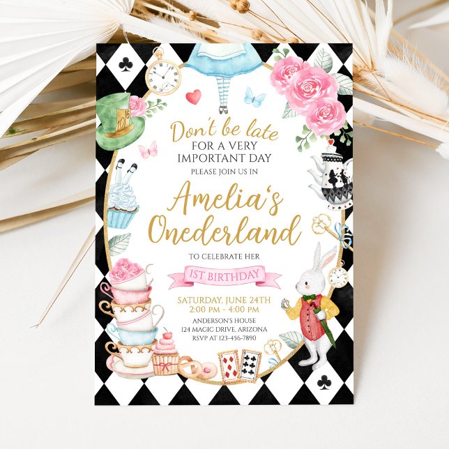 Alice in Onederland Birthday Invitation Einladung (Von Creator hochgeladen)