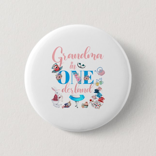 Alice in Onederland Familiengroßmutter des Geburts Button (Vorderseite)