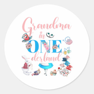 Alice in Onederland Familiengroßmutter des Geburts Runder Aufkleber