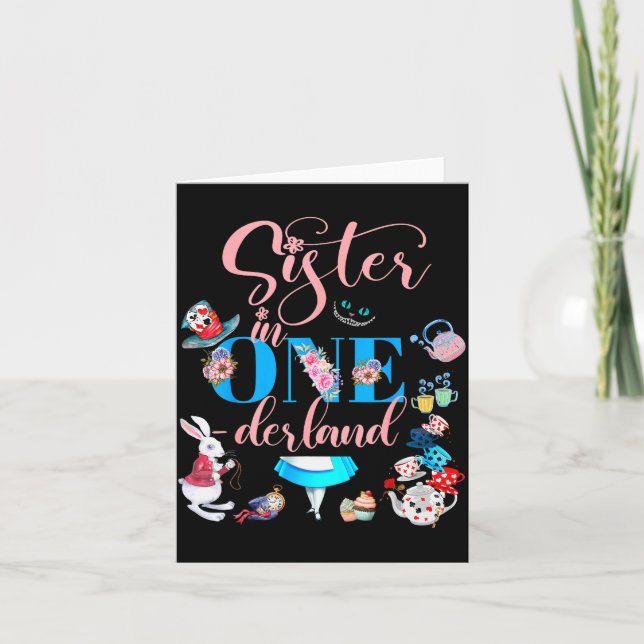 Alice In Onederland Family Sister Of The Birthday  Karte (Vorderseite)