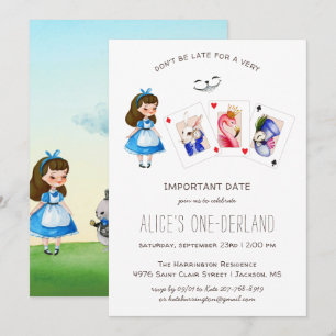 Alice in ONEderland Geburtstag Whimsical Tea Party Einladung