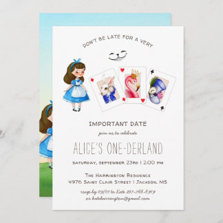 Alice in ONEderland Geburtstag Whimsical Tea Party Einladung