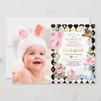 Alice in Onederland High Tea Mad Hatter Birthday Einladung