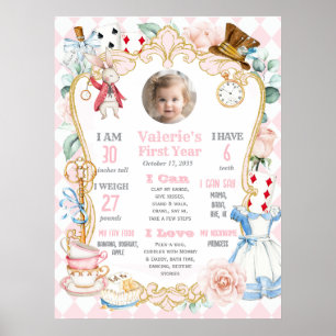 Alice in ONEderland-Rosa 1. Geburtstagsmeilenstein Poster