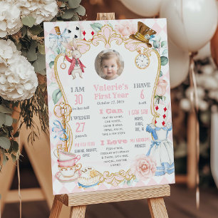 Alice in ONEderland-Rosa 1. Geburtstagsmeilenstein Poster
