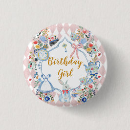 Alice in Onederland Whimsical Birthday Button
