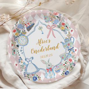 Alice in Onederland Whimsical Birthday Pappteller