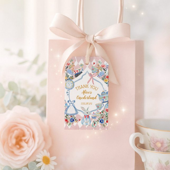 Alice in Onederland Whimsical Birthday Vielen Dank Geschenkanhänger (Von Creator hochgeladen)