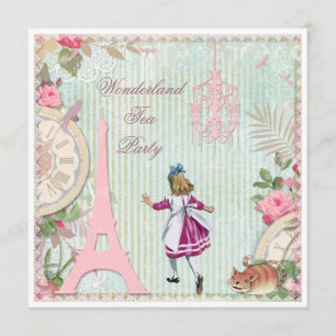 Alice in Paris Shabby Chic Wonderland Tee Party Einladung