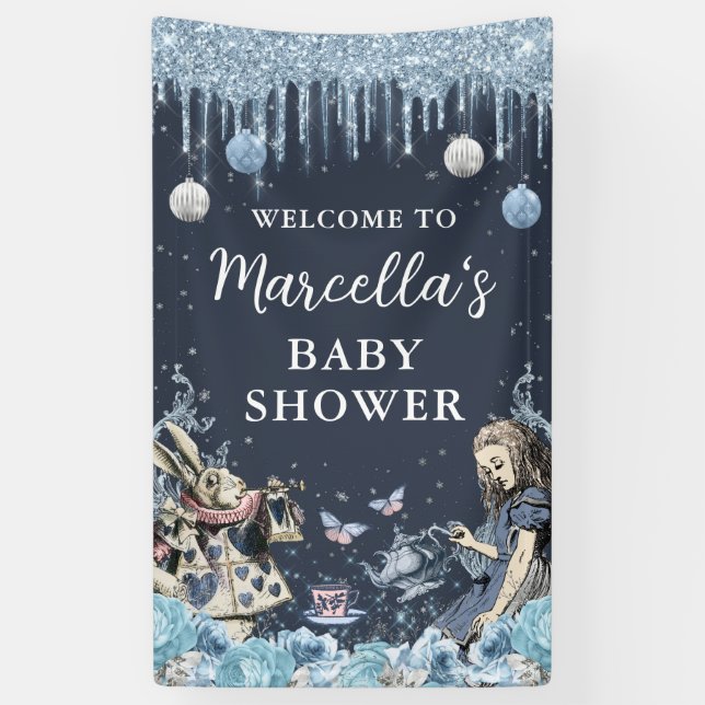 Alice in Winter Wonderland Baby Shower Banner (Vertikal)
