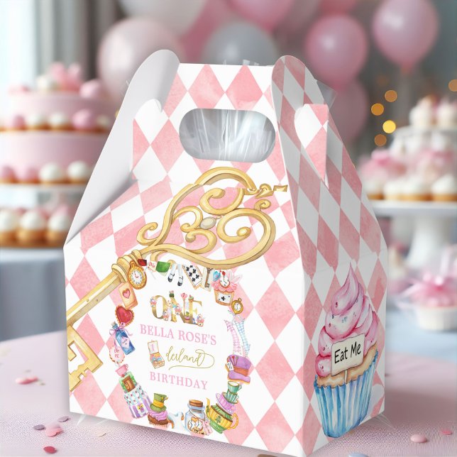 Alice in Wonderland 1st birthday Pink  Geschenkschachtel (Von Creator hochgeladen)