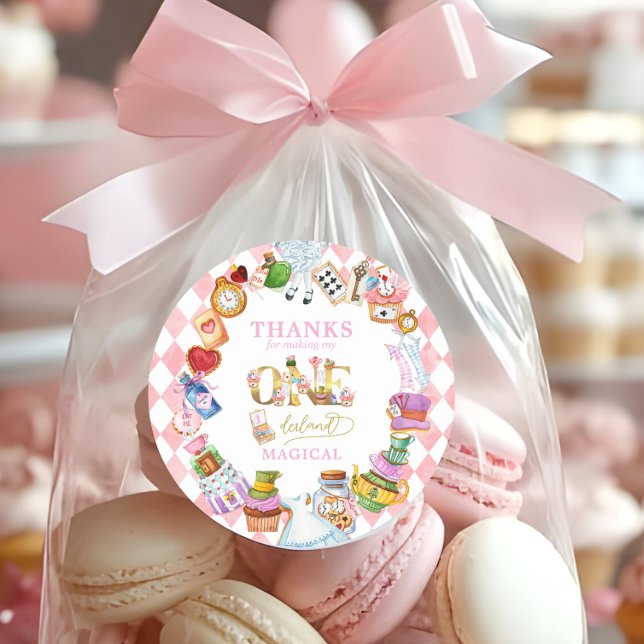Alice in Wonderland 1st birthday Thank You Sticker (Von Creator hochgeladen)