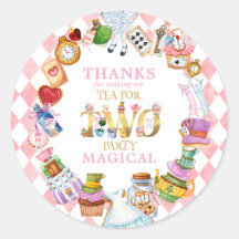 Alice in Wonderland 2nd birthday Thank You Sticker
