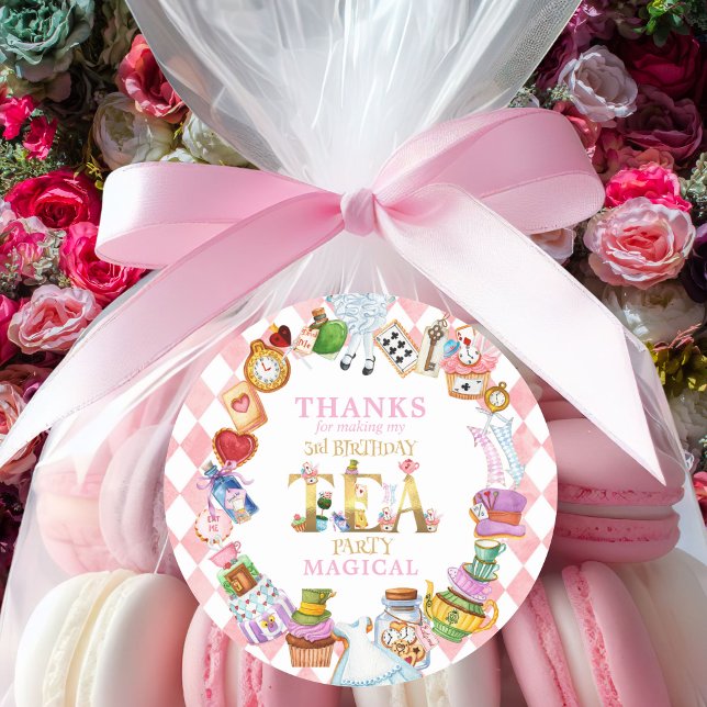 Alice in Wonderland 3rd birthday Thank You Sticker (Von Creator hochgeladen)