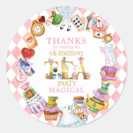 Alice in Wonderland 4th birthday Thank You Sticker