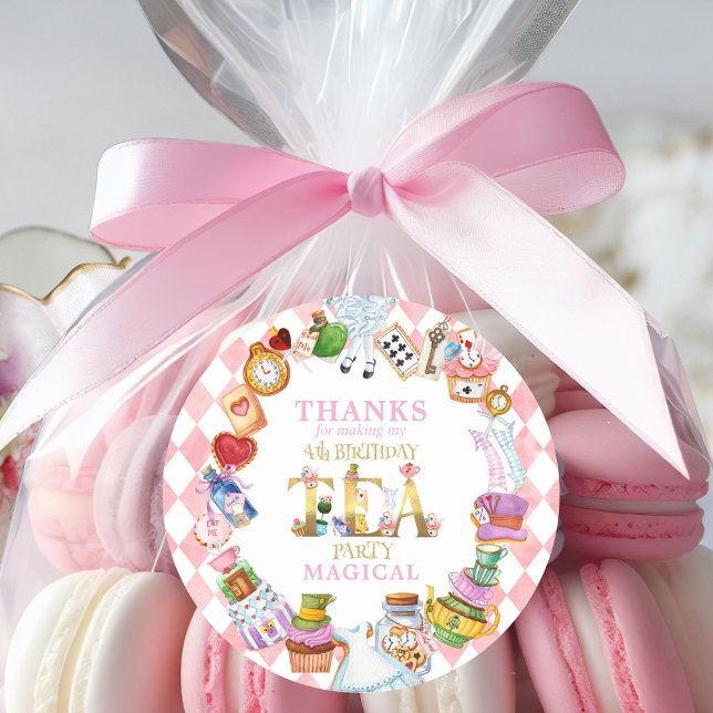 Alice in Wonderland 4th birthday Thank You Sticker (Von Creator hochgeladen)