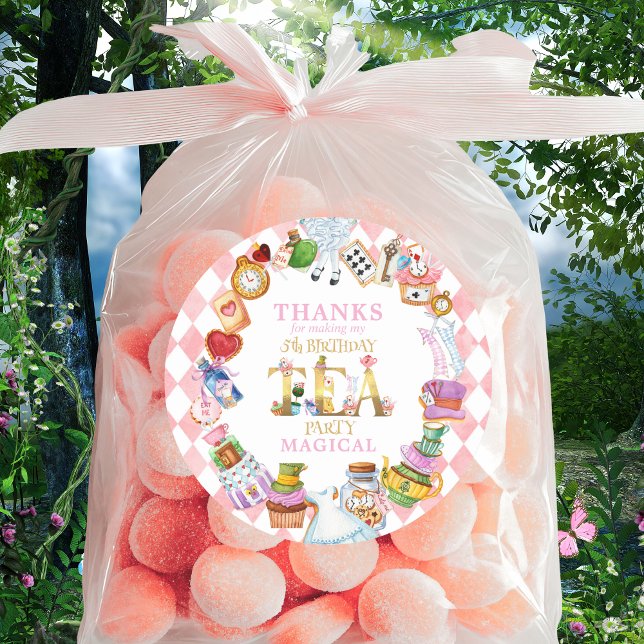 Alice in Wonderland 5th birthday Thank You Sticker (Von Creator hochgeladen)