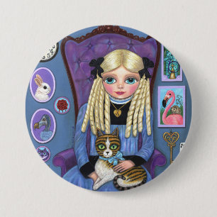 Alice in Wonderland & Dinah Cat Cute Fairy Tale Button