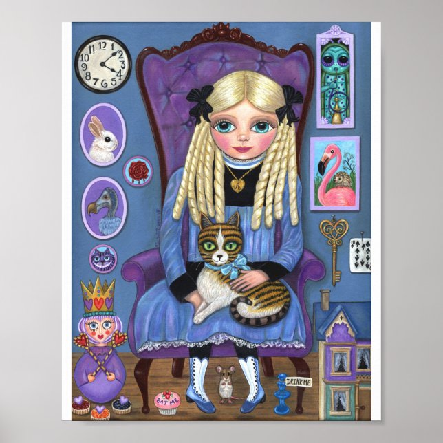 Alice in Wonderland & Dinah Cat Cute Fairy Tale Poster (Vorne)