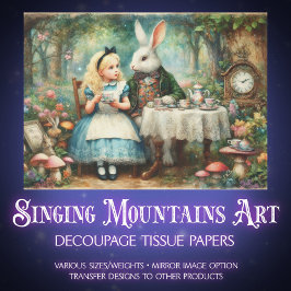 Alice in Wonderland Fairytale Tea Party Decoupage Seidenpapier