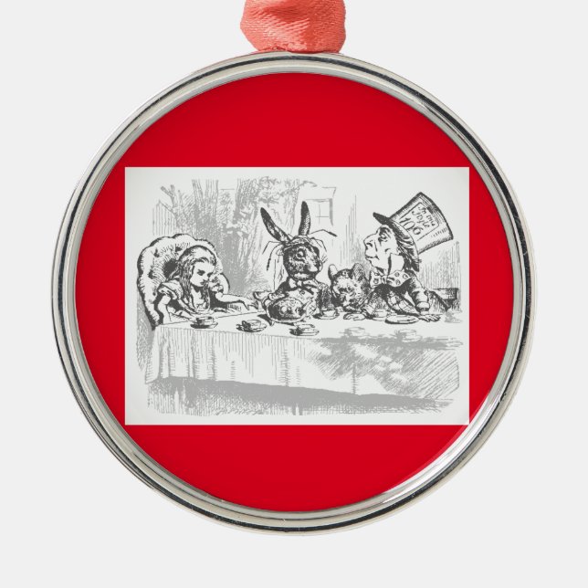 Alice in Wonderland Mad Hatter Tea Party Ornament Aus Metall (Vorne)