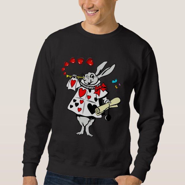 Alice in Wonderland Men Women Kids White Rabbit Sweatshirt (Vorderseite)