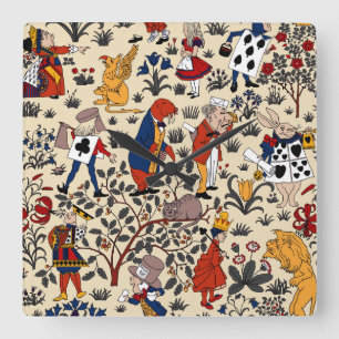 Alice in Wonderland Quadratische Wanduhr