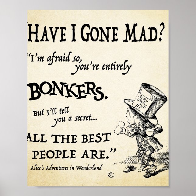 Alice in Wonderland Quote  Poster (Vorne)