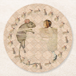 Alice in Wonderland Rabbit Mouse Runder Pappuntersetzer