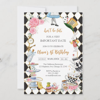 Alice in Wonderland Tea Party Birthday Invitation Einladung