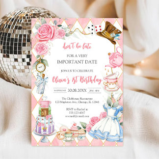 Alice in Wonderland Tea Party Birthday Invitation Einladung