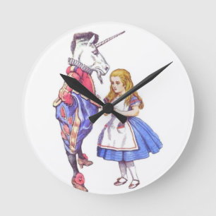 Alice in Wonderland & Unicorn Clock Runde Wanduhr
