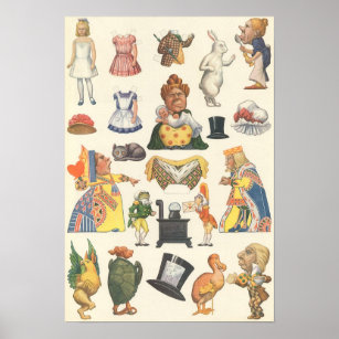 Alice in Wonderland, Vintage Victorian Paper Doll Poster