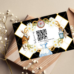 Alice in Wonderland Wedding qr code RSVP Card Karte