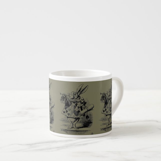 Alice in Wonderland – White Rabbit Kaninchen khaki Espressotasse (Vorderseite Rechts)