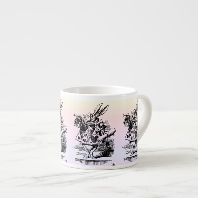 Alice in Wonderland White Rabbit Kaninchen pastel Espressotasse (Vorderseite Rechts)