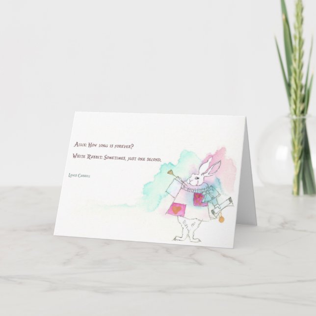 Alice in Wonderland, White Rabbit, Lewis Carroll Karte (Vorderseite)