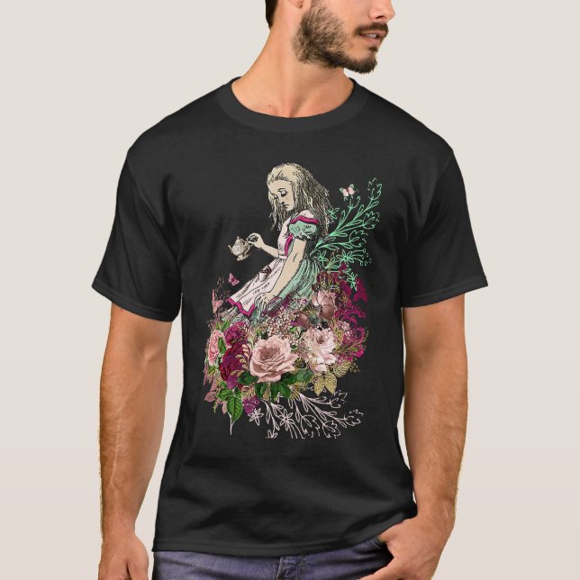Alice in Wonderland with Tea Time Roses T-Shirt (Vorderseite)