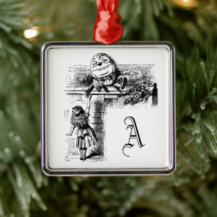 Alice in Wondlerand, Humpty Dumpty und Alice Silbernes Ornament