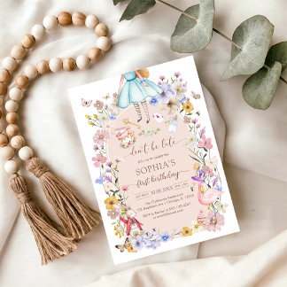 Alice In Worderland Wildflower Birthday Invitation Einladung